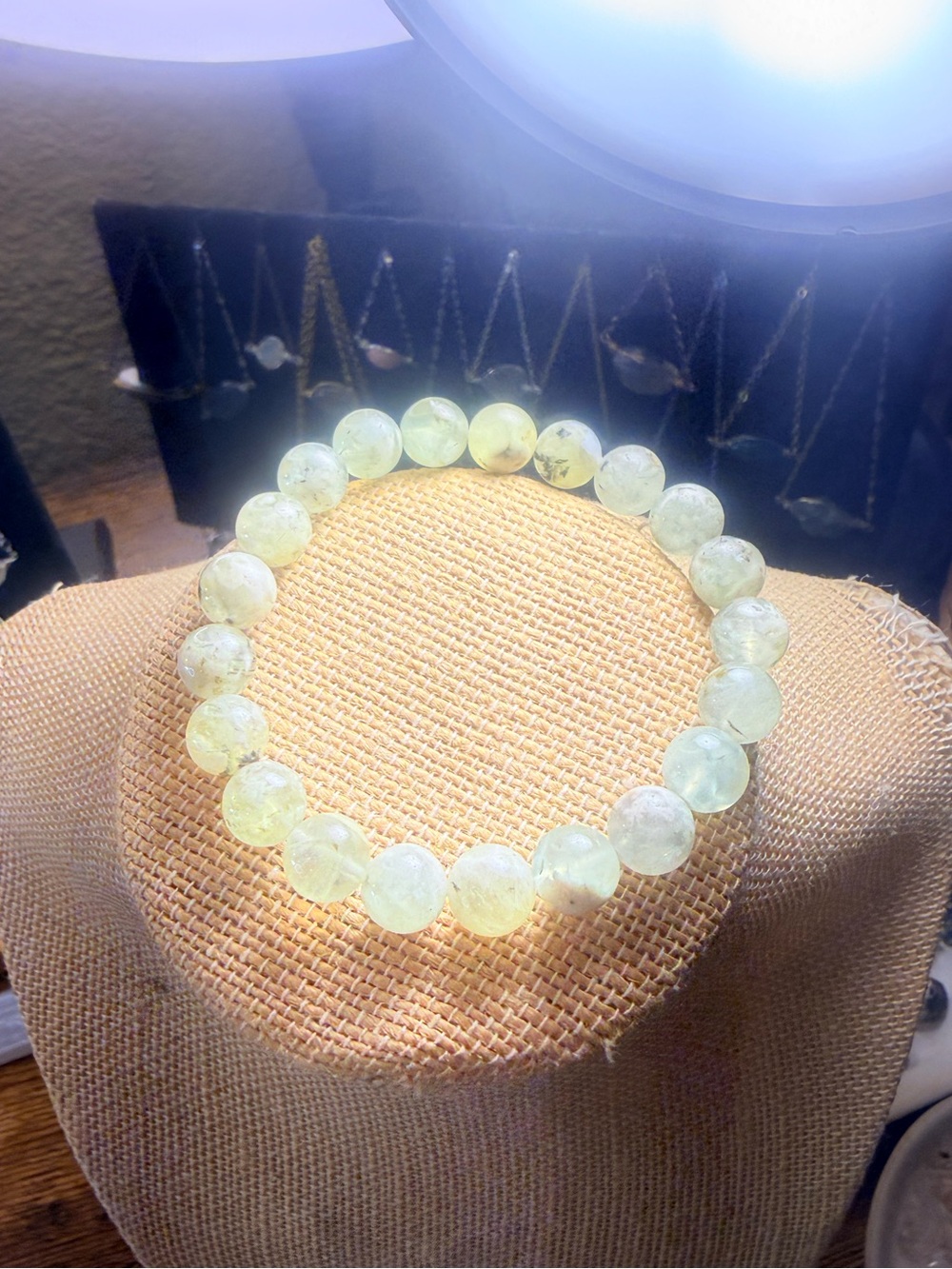 Phrehnite bead crystal bracelet